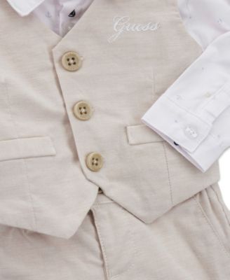 Baby Boys' Stretch Oxford Vest, Poplin Button Down Shirt and Shorts, 3-Piece Set