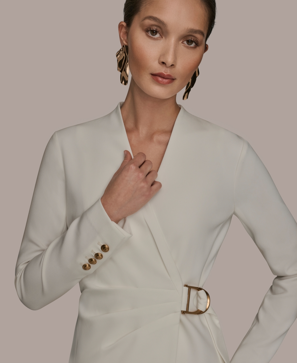 Donna Karan New York Women's V-Neck Long-Sleeve Wrap Dress