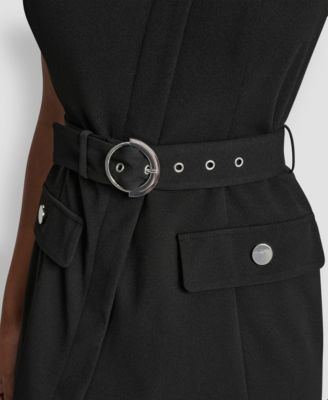 Women's Sleeveless Scuba Crepe Mesh Sheath Dress