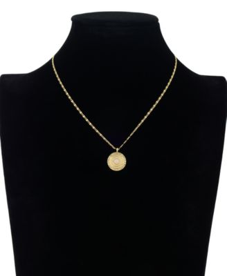 Gold Plated Cubic Zirconia Faux Opal Round Pendant Necklace