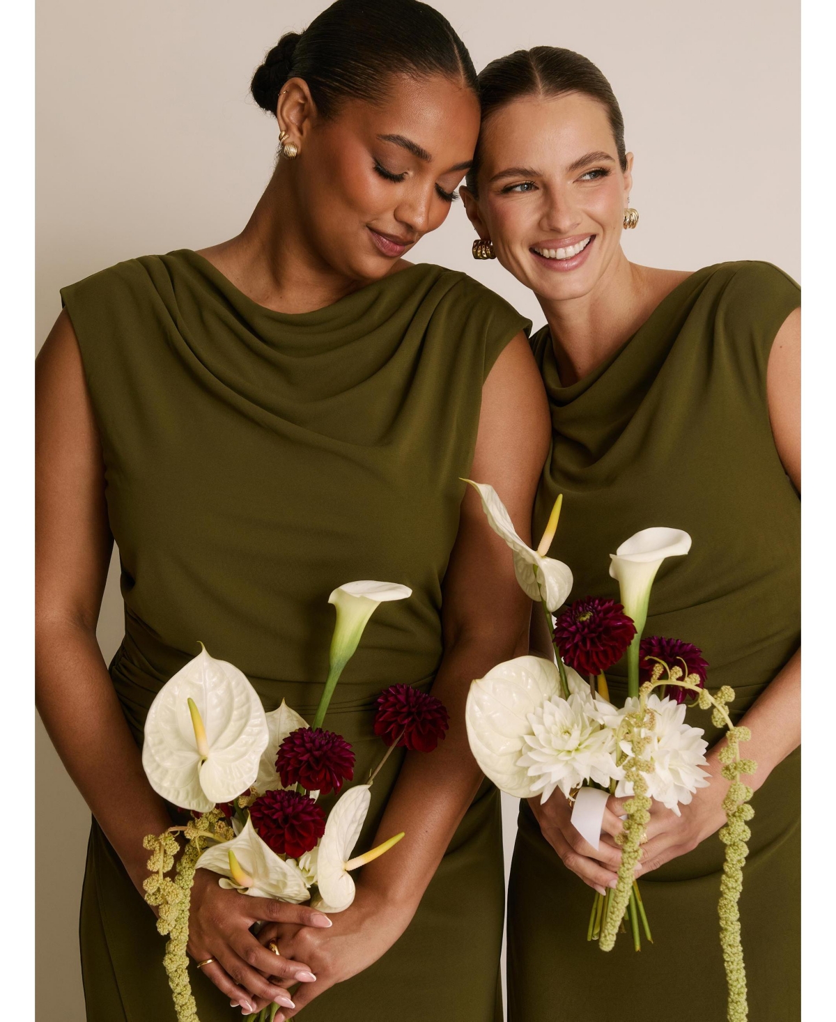 Six Stories Women's Cowl Gathered Short Sleeve Bridesmaid