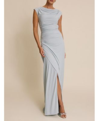 Women's Cowl Gathered Short Sleeve Bridesmaid