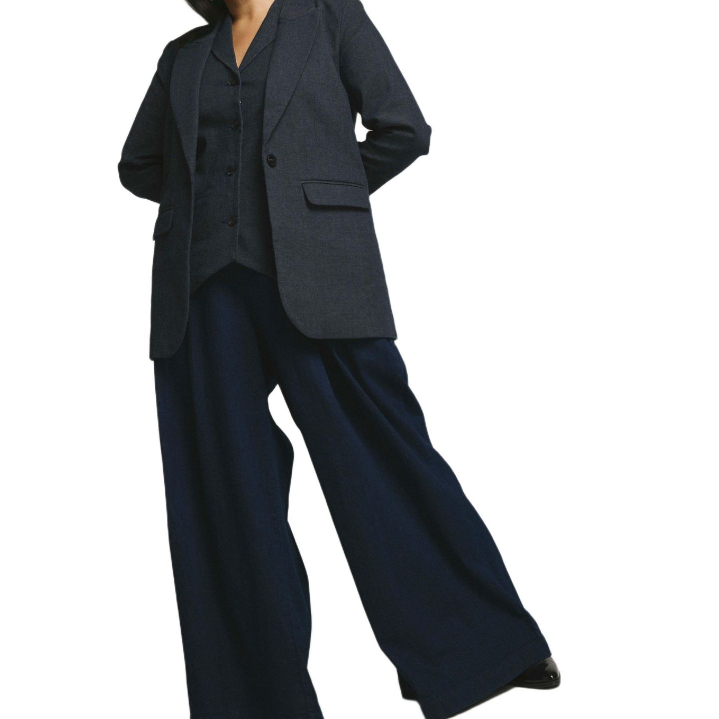 Женский пиджак Universal Standard Denim Look Blazer, цвет: Тёмный индиго — фото 2