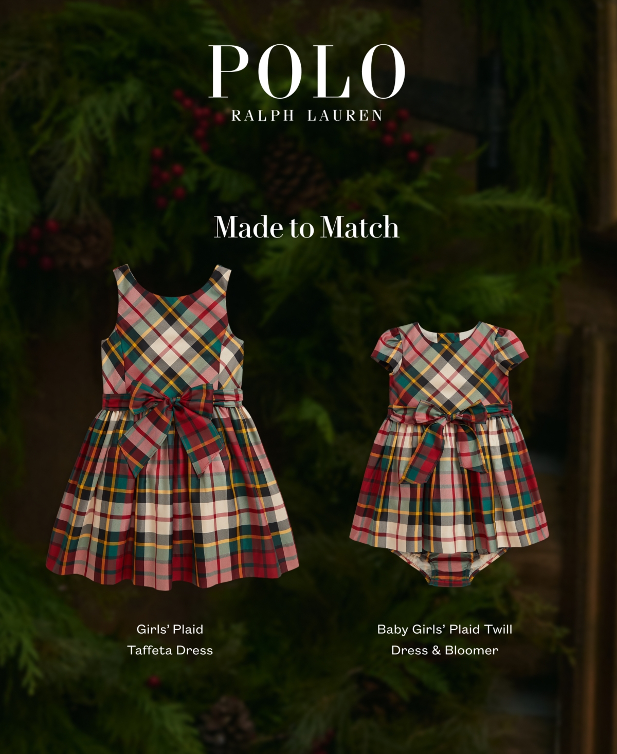 Polo Ralph Lauren Baby Girls Plaid Twill Dress and Bloomer