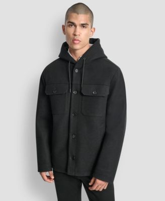 Men's Faux Wool Hooded Shirt Jacket