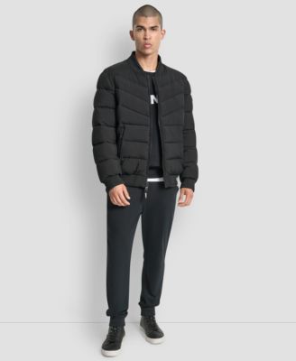 Men's Hooded Quilted Puffer Bomber Jacket