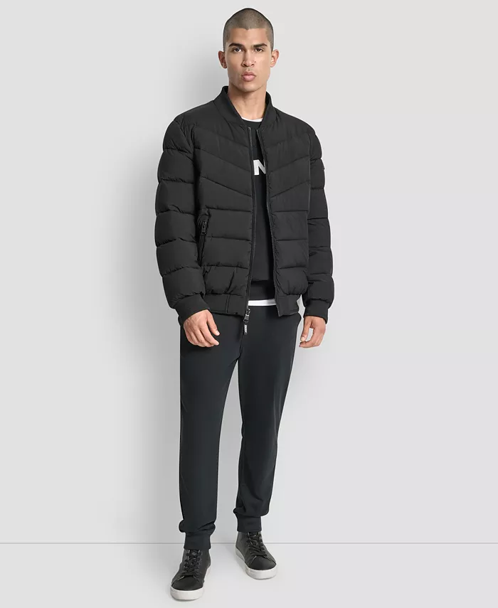Men's Hooded Quilted Puffer Bomber Jacket - thumbnail 10