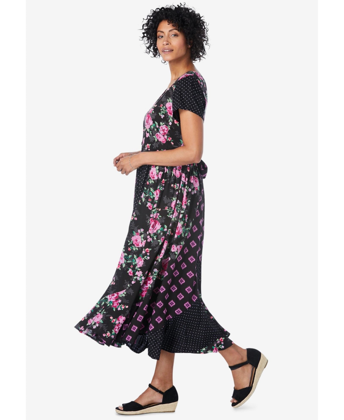 Woman Within Women's Mixed Print Maxi Dress