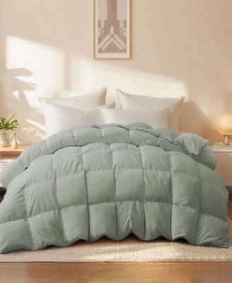 UNIKOME Medium Warmth Goose Feather Down Fiber Comforter, Full/Queen