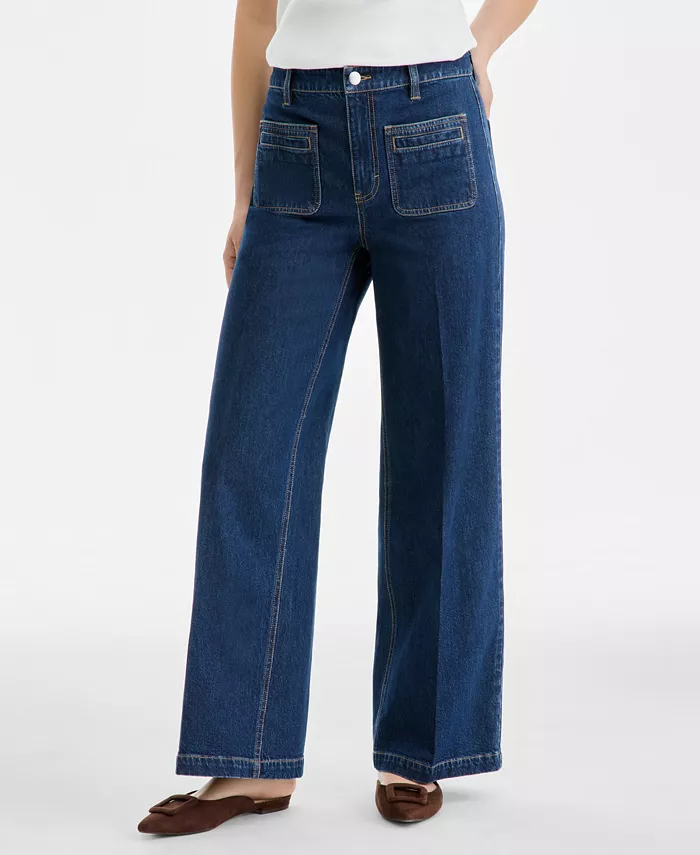 Women's Patch-Pocket High Rise Wide-Leg Jeans - thumbnail 3