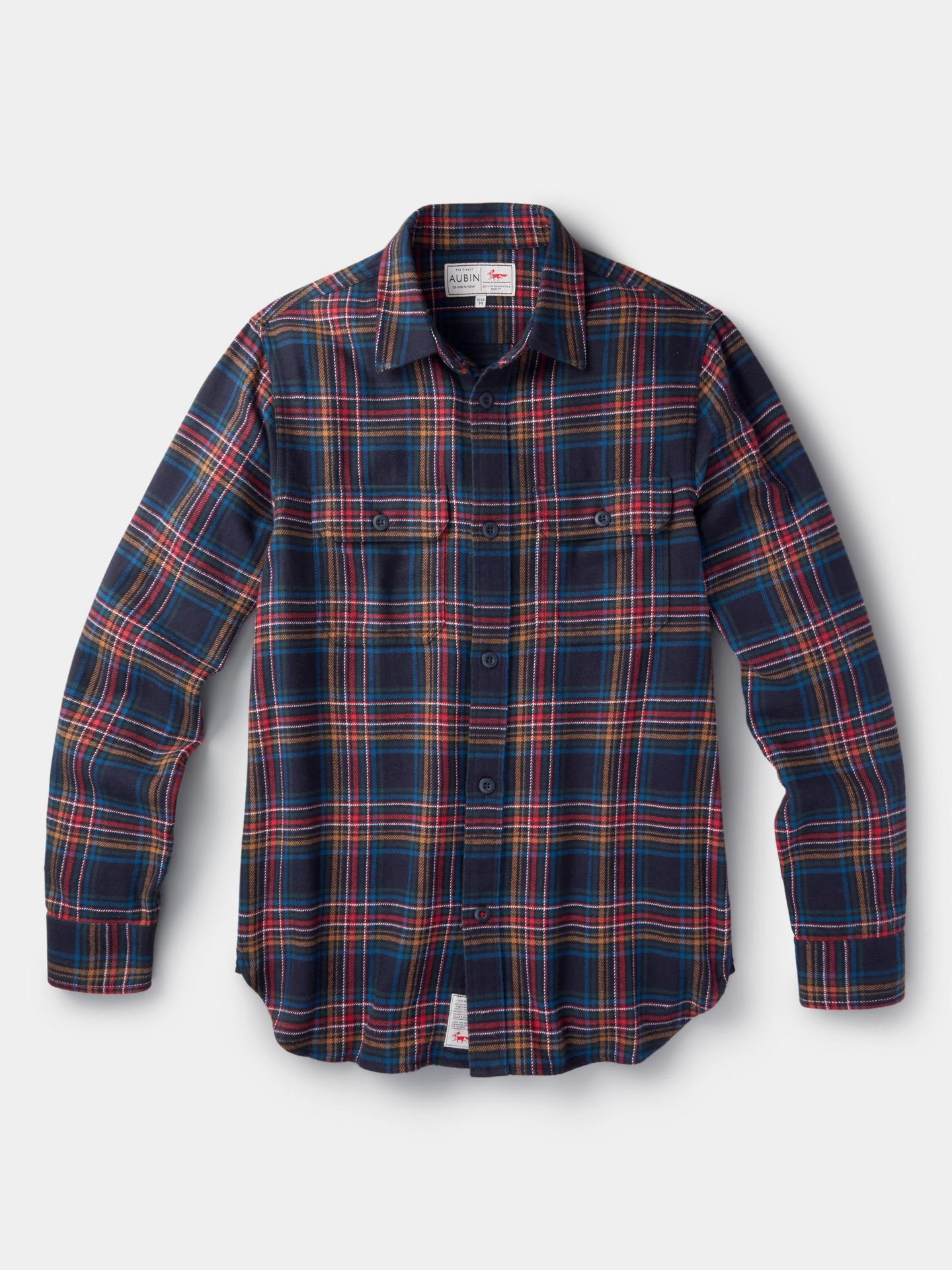 Мужская рубашка Aubin Crowle Button Up Flannel, цвет: Чёрный клетчатый — фото 8