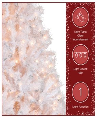 National Tree 7' Winchester White Pine Hinged Tree with Silver Glitter and 450 Clear Lights