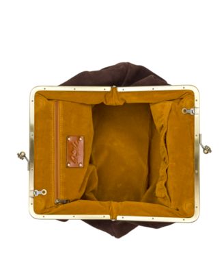 Suede Vivienne Frame Kisslock Crossbody Bag