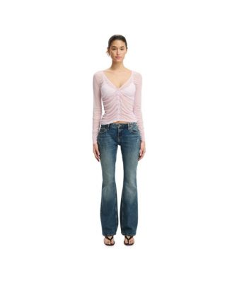 Women's Alix Sheer Mesh Button-Through Long Sleeve Top