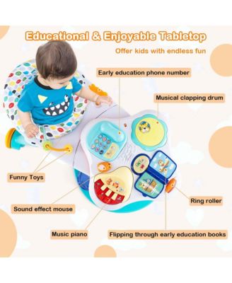 3 in 1 Baby Stationary Activity Center Walk-Around Kids Play Table Set