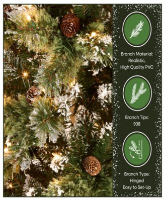 Glittery Bristle R Slim Pine Tree with Lights, 90"