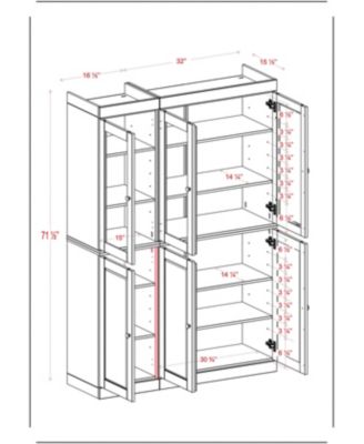 100% Solid Wood 48.5" Pantry China Cabinet with Raised Panel, Clear Glass Doors, 2-Drawers & Adjustable Shelves