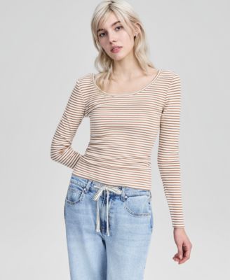 Women's Striped Double-Scoop Top