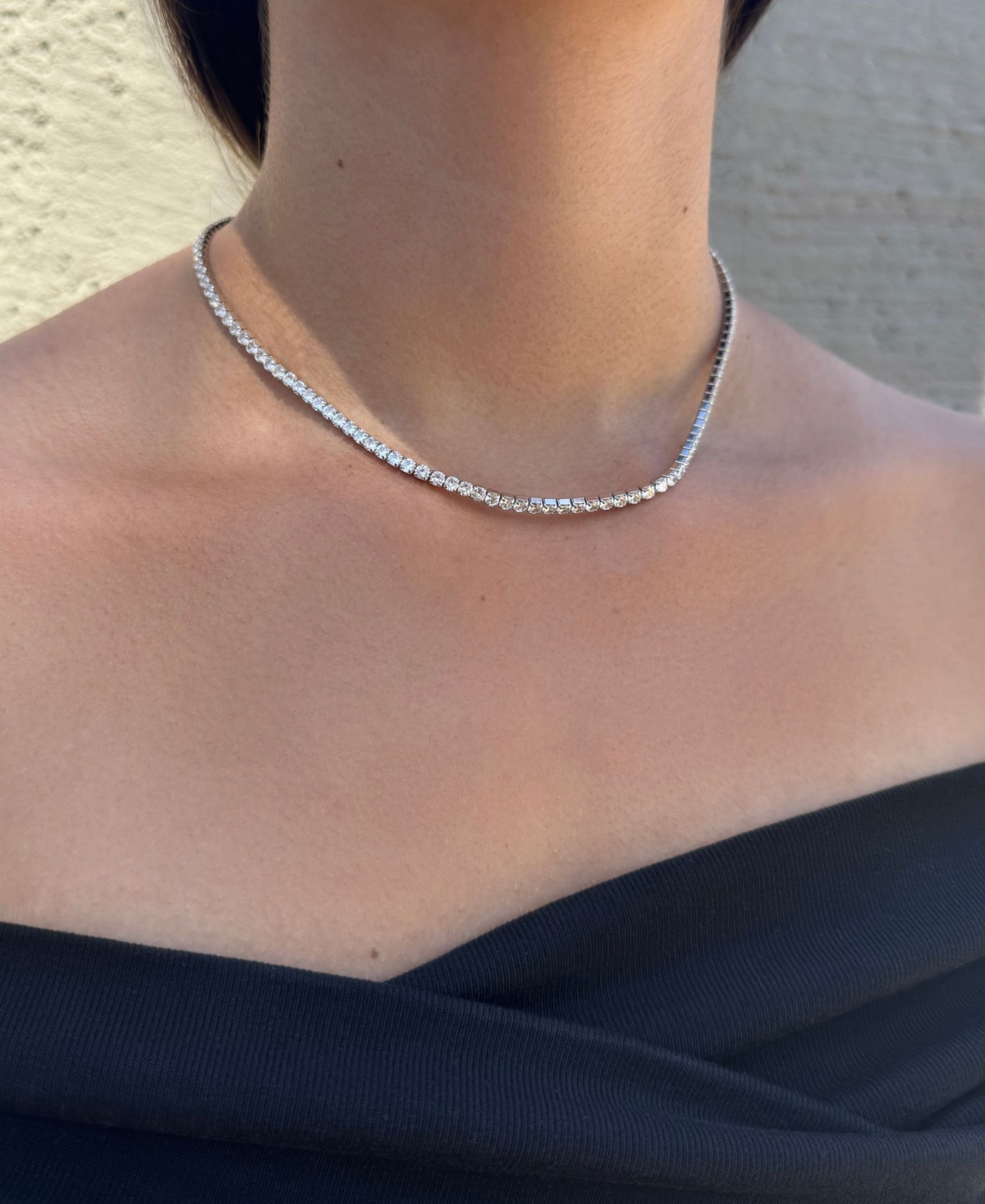 Adornia Silver Crystal 3mm Tennis Chain Necklace