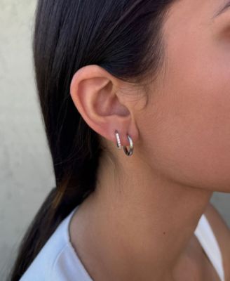 Silver CZ Earrings Set