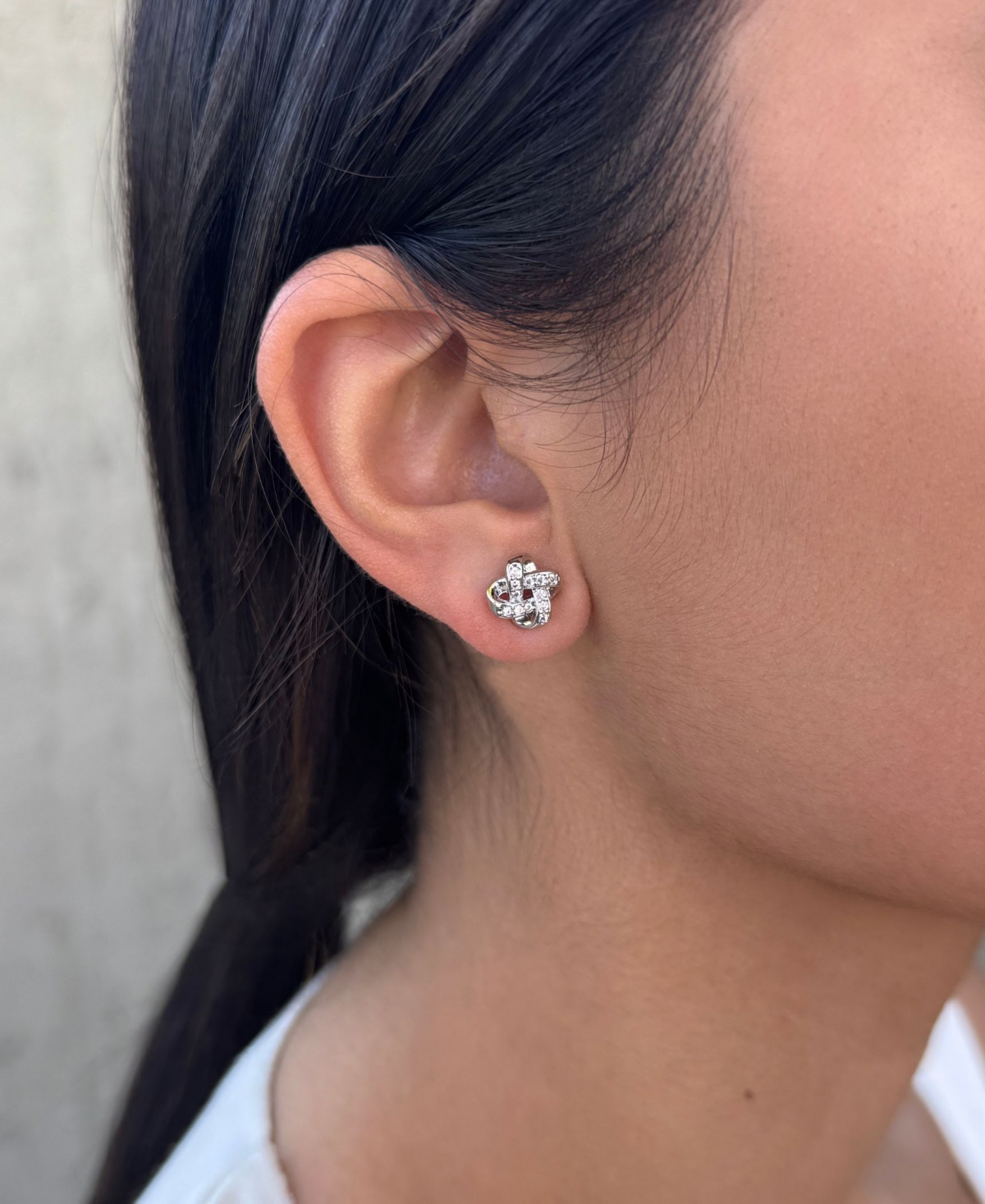 Adornia Silver Cz Knot Twist Stud Earrings