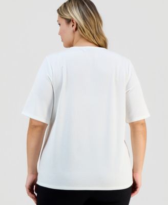 Trendy Plus Size Textured Square-Neck Top