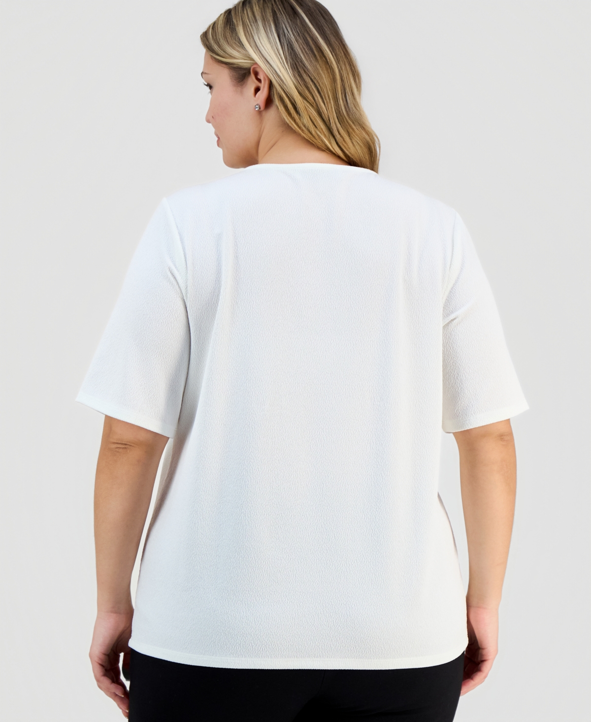 Kasper Trendy Plus Textured Square-Neck Top