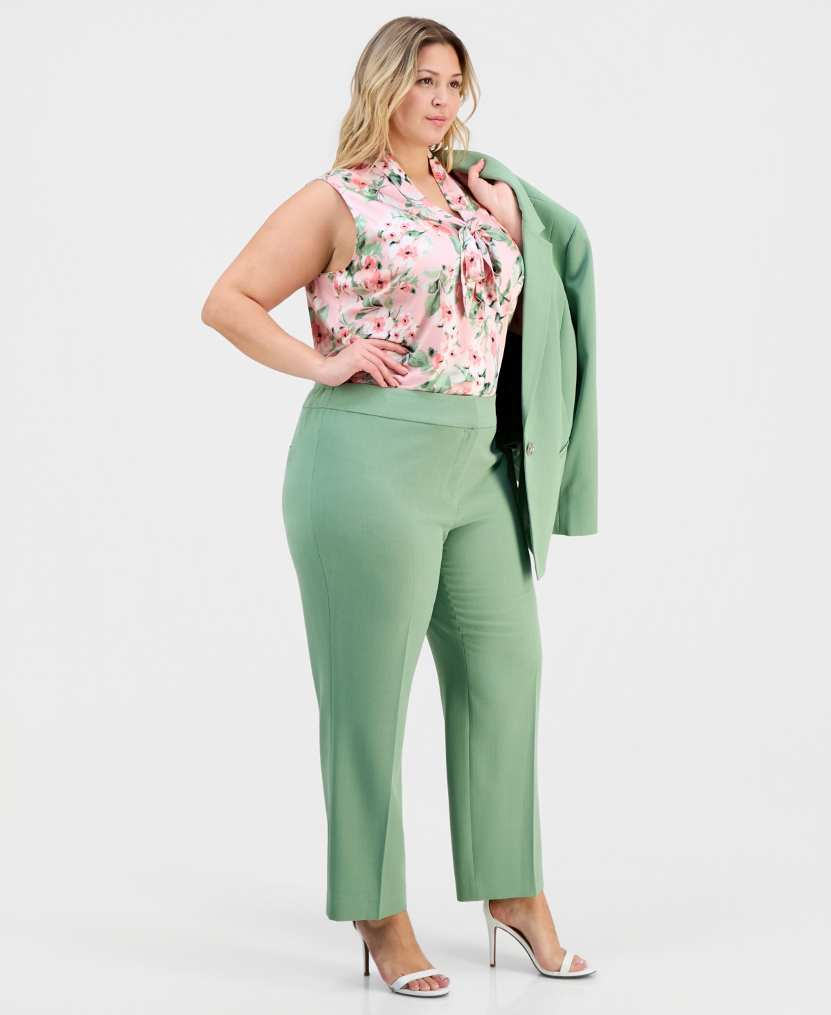 Kasper Plus High-Rise Stretch Crepe Pants