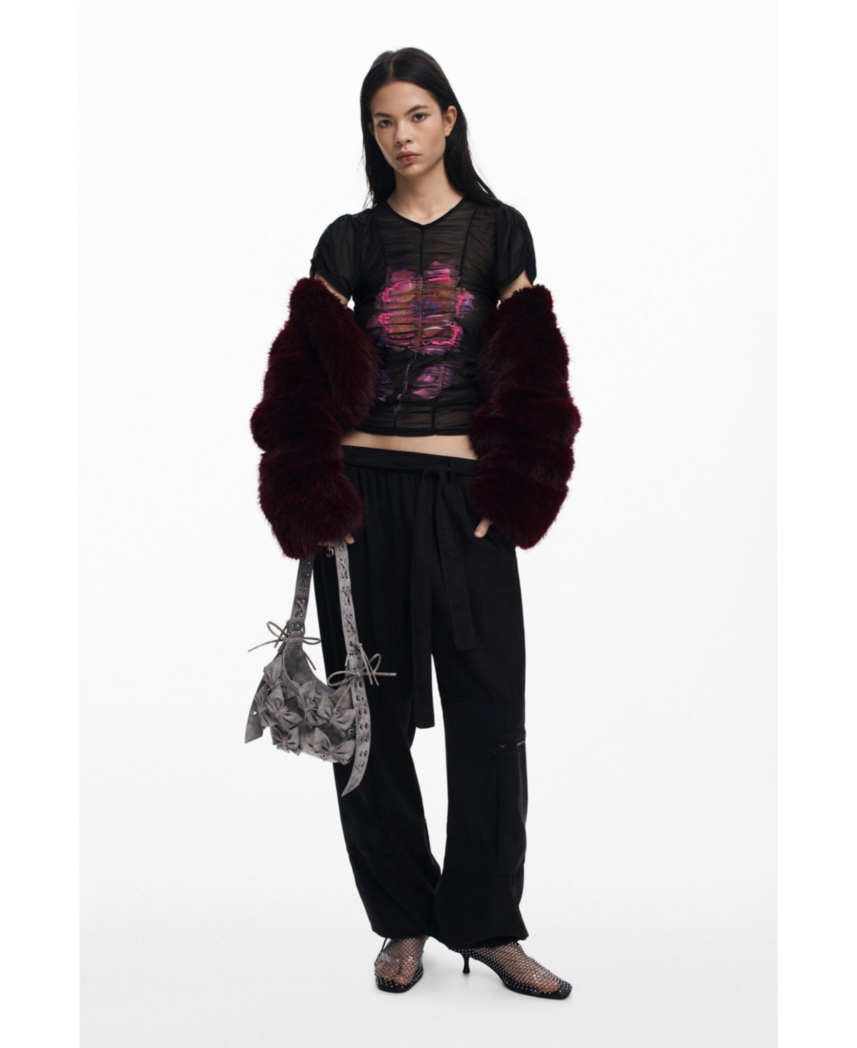 Desigual Women's Flower tulle T-shirt