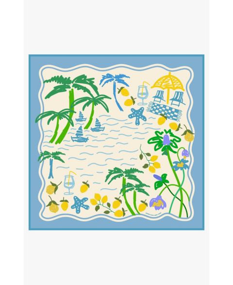 Женский шарф Jessie Zhao New York Capri Impression Double Sided Silk, цвет: Синий