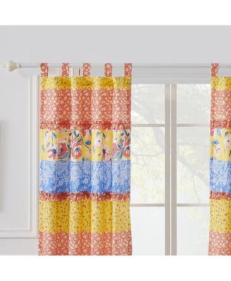 Greenland Home Skylar Ruffle-Embellished Curtain Panel Pair - Set of 2 - 42x84" and 3x24", Calico