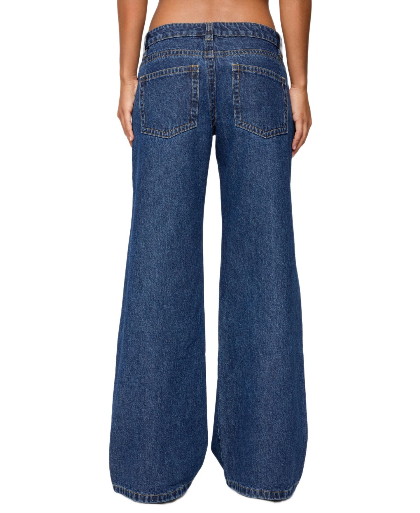 Женские джинсы Edikted Raiyne Low Rise Wide Leg, цвет: Тёмный синий — фото 3