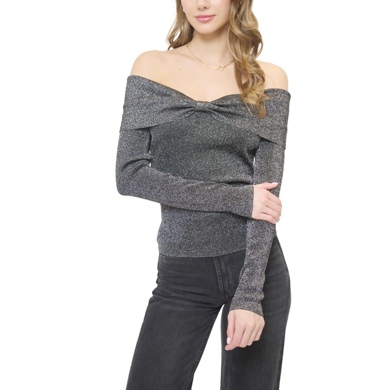Women's Colette Ribbed Lurex Off The Shoulder Sweater