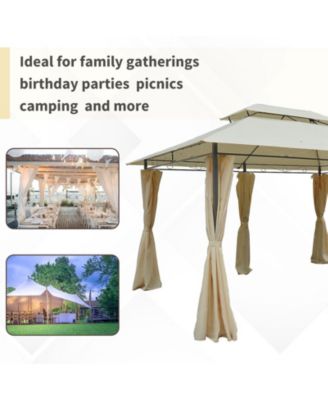 10'x13' Outdoor Canopy 2-Tier Top Gazebo BBQ Party Tent,