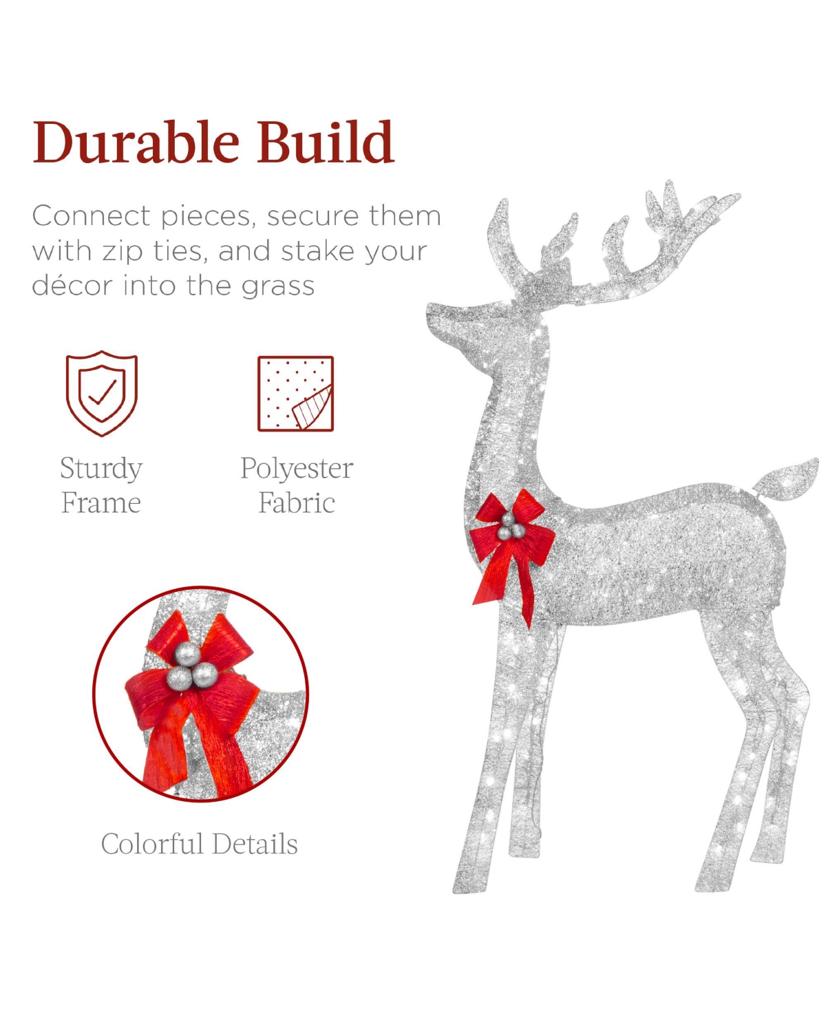 Best Choice Products 6.5ft 3-Piece Lighted Christmas Deer Set Outdoor Yard Decoration with 385 Led Lights, Stakes