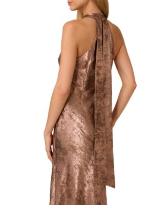 Women's Folied-Chiffon Halter Gown