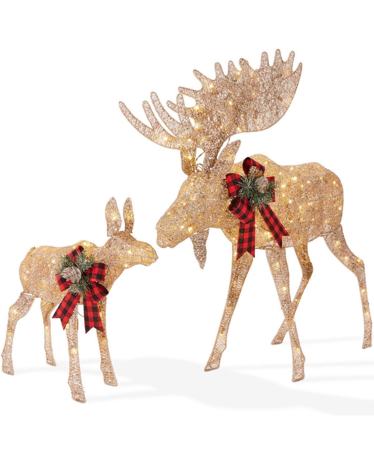 Best Choice Products 2-Piece Moose Family Lighted Christmas Yard Decor Set w/ 370 Led Lights, Stakes, Zip Ties
