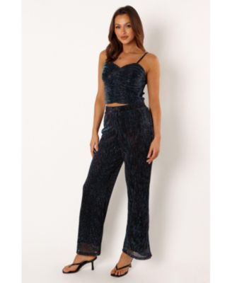 Women's Sonja Wide Leg Pant - Black Teal