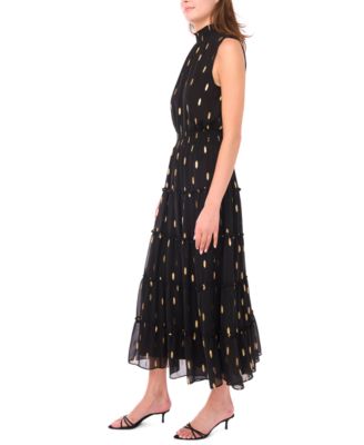 Women's Mock Neck Tiered Maxi Dress