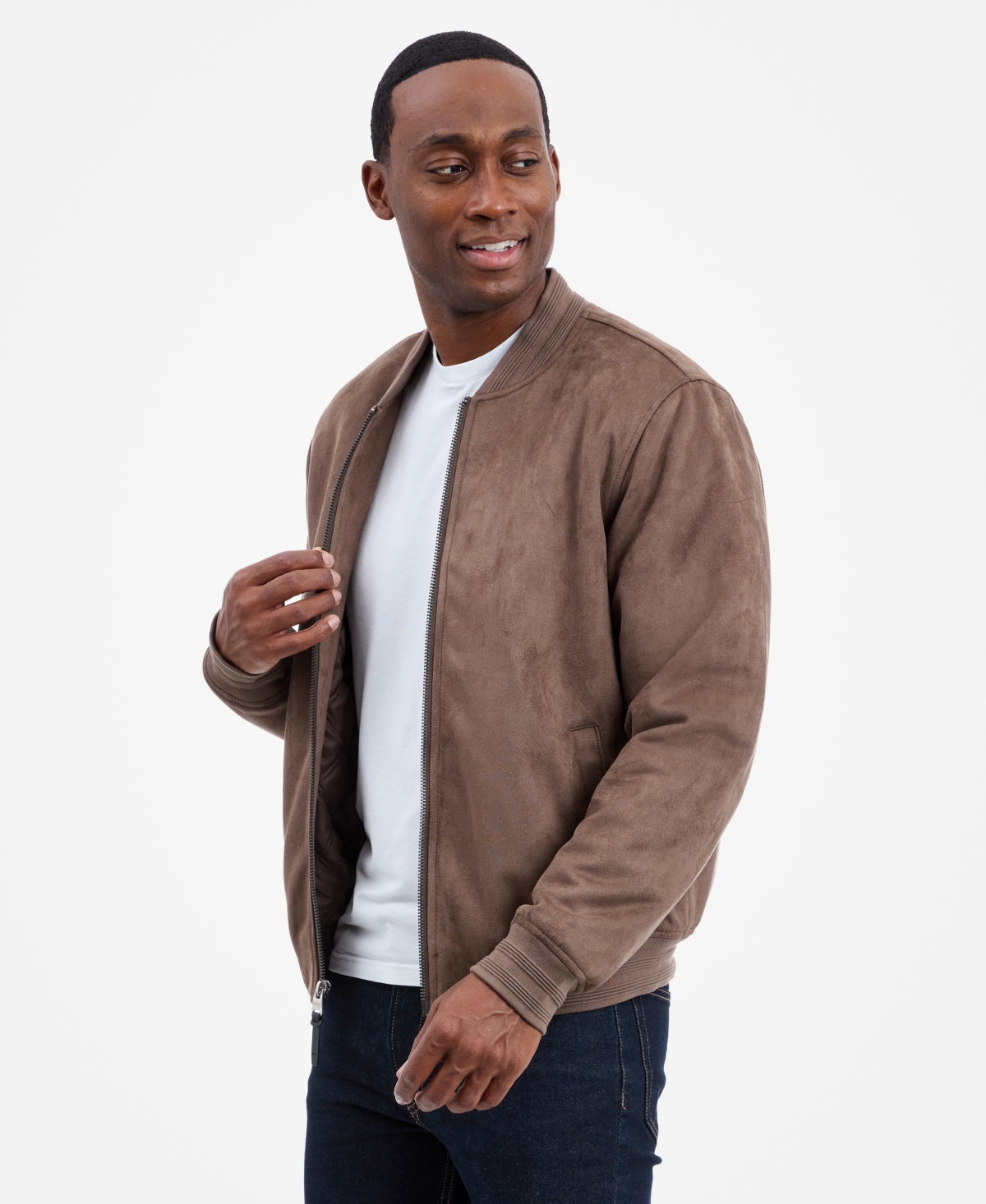 Michael Kors Men's Faux Suede Bomber Jacket