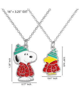 Snoopy & Woodstock Necklace Set, 2-Piece, Silver-Tone