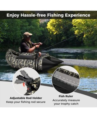 350 LBS Inflatable Fishing Float Tube with Adjustable Backrest and Backpack Straps-Camouflage