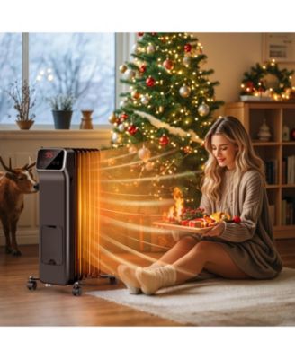 1500W Oil Filled Radiator Heater with Remote Control 3 Modes 24H Timer