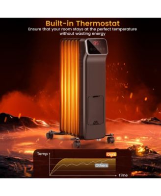 1500W Oil Filled Radiator Heater with Remote Control 3 Modes 24H Timer