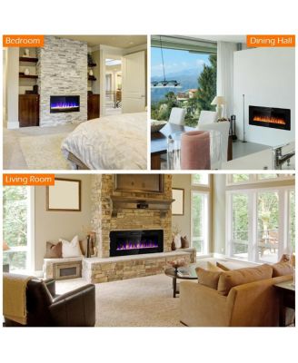 42 Inch Recessed Ultra Thin Electric Fireplace with Timer