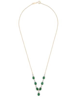 Emerald (2-7/8 ct. t.w.) and Diamond (1/3 ct. t.w.) Necklace in 14k Yellow Gold