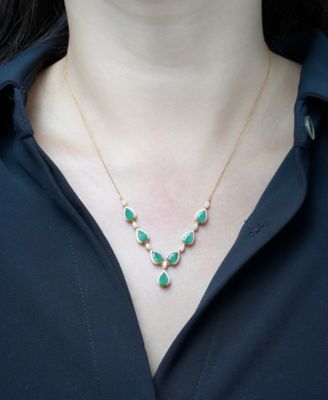 Emerald (2-7/8 ct. t.w.) and Diamond (1/3 ct. t.w.) Necklace in 14k Yellow Gold