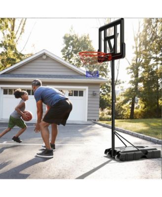 4.4-10 Feet Portable Basketball Hoop Adjustable with 2 Wheels and Fillable Base-Black