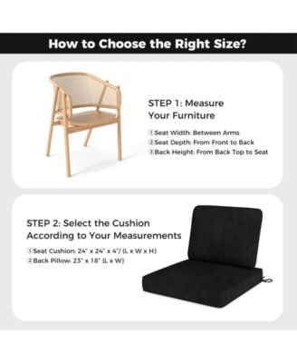 2-Pack Outdoor Patio Cushion Set with Removable Covers-Black