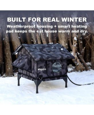 RoofHaus Outdoor Heated Cat House in Night Camo